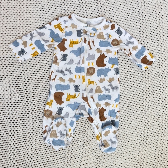 Carters Cozy Animal Jungle Baby Footies with Soft Fabric 3 Months - Picture 1 of 6